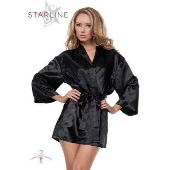 2‎ pc Starline Lingerie Satin Babydoll Chemise with Matching Robe - Picture 2 of 3